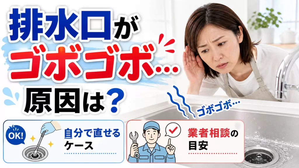 排水口からゴボゴボ音がする原因は?自分で直せるケースと業者相談の目安
