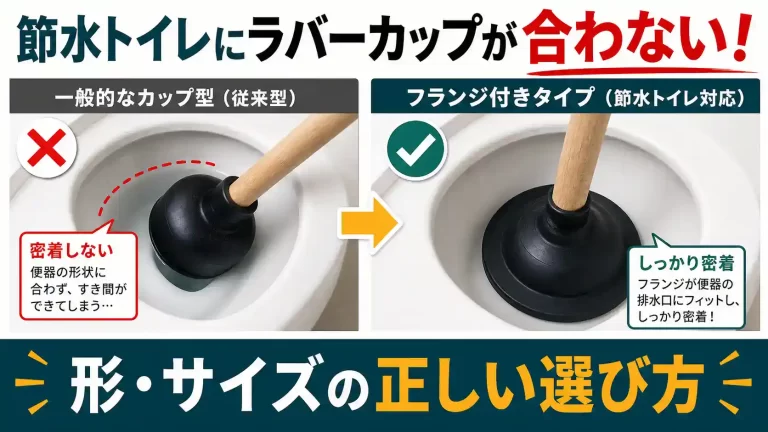 節水トイレにラバーカップが合わない原因と選び方