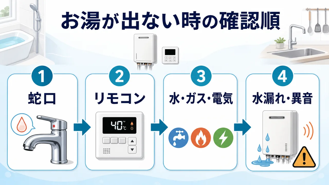 お湯が出ない時の4ステップ確認順